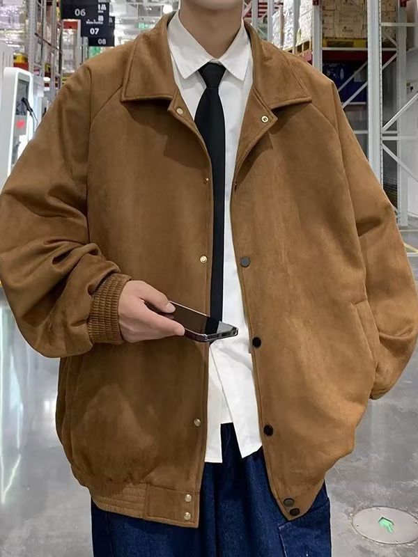 Mens Loose-Fit Embroidered Jacket Coat