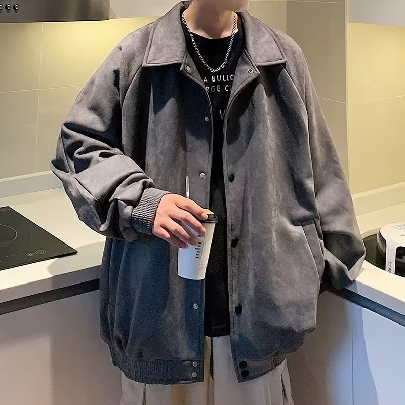 Mens Loose-Fit Embroidered Jacket Coat